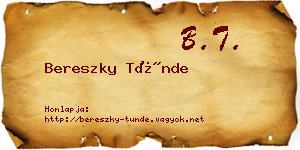 Bereszky Tünde névjegykártya